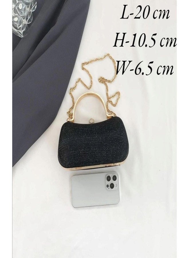 SANTORINI Luna Womens evening clutch Purse | Structured sling for women for Party,Dinner,Wedding etc | fancy womens clutch (Black) - Image 2
